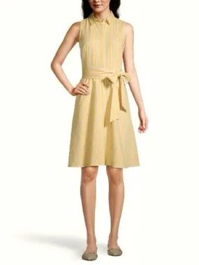 Ann Taylor Factory Belted Sleeveless Shirt Dress